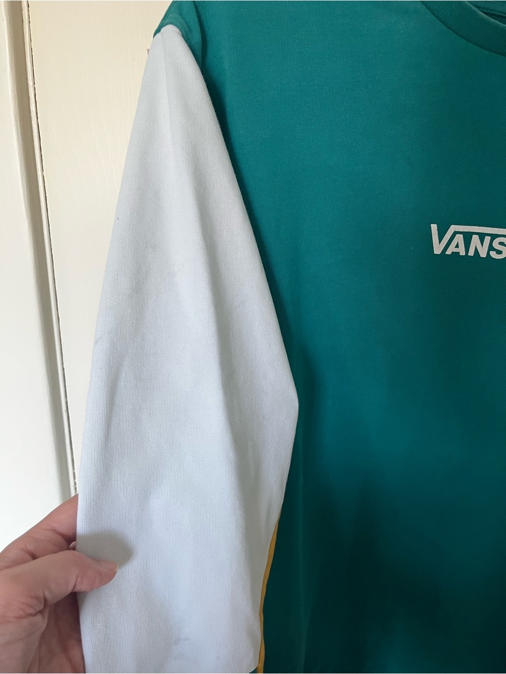 Vans Colorblock Crewneck Sweatshirt | Teal Blue Mustard | Unisex - Picture 9 of 13